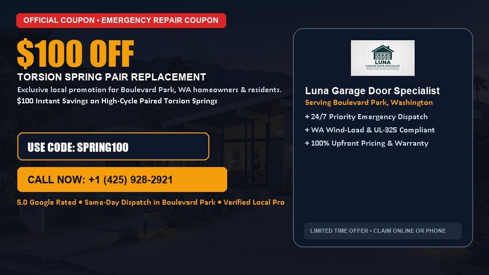 Luna Garage Door Specialist $100 OFF Dual Torsion Spring Replacement