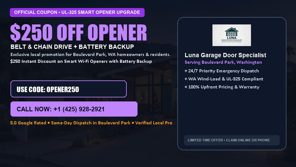 Luna Garage Door Specialist $250 OFF Premium LiftMaster Opener Installation